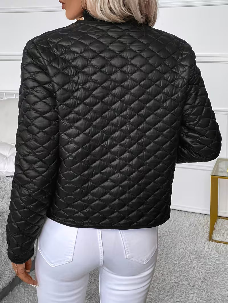Women’s Black Quilted Jacket – Slim Fit Lightweight