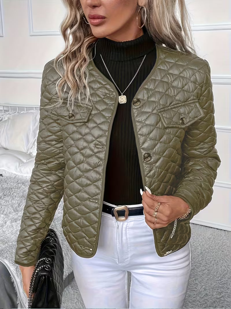 Women’s Black Quilted Jacket – Slim Fit Lightweight