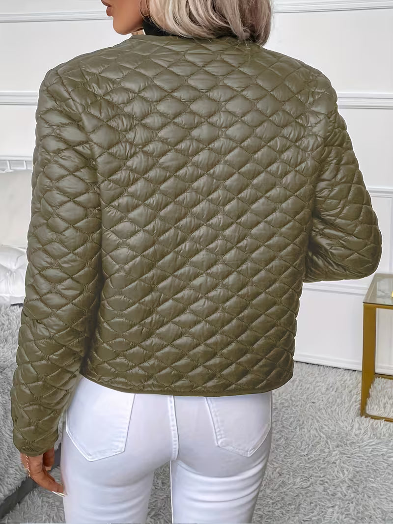 Women’s Black Quilted Jacket – Slim Fit Lightweight