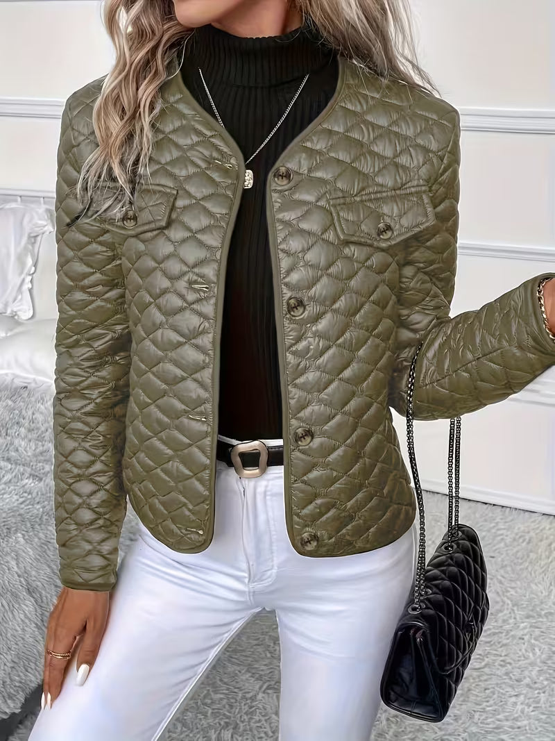 Women’s Black Quilted Jacket – Slim Fit Lightweight