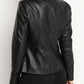 Women’s Black Faux Leather Jacket – Slim Fit Zip-Up