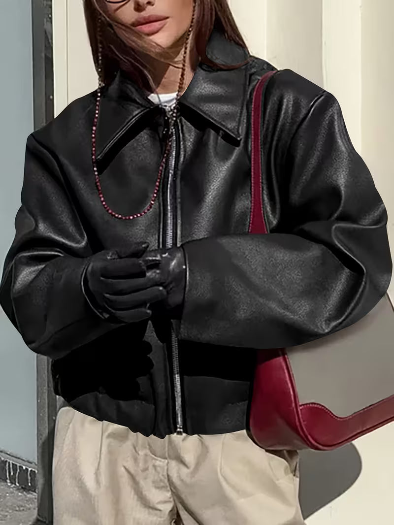 Women’s Black Faux Leather Jacket